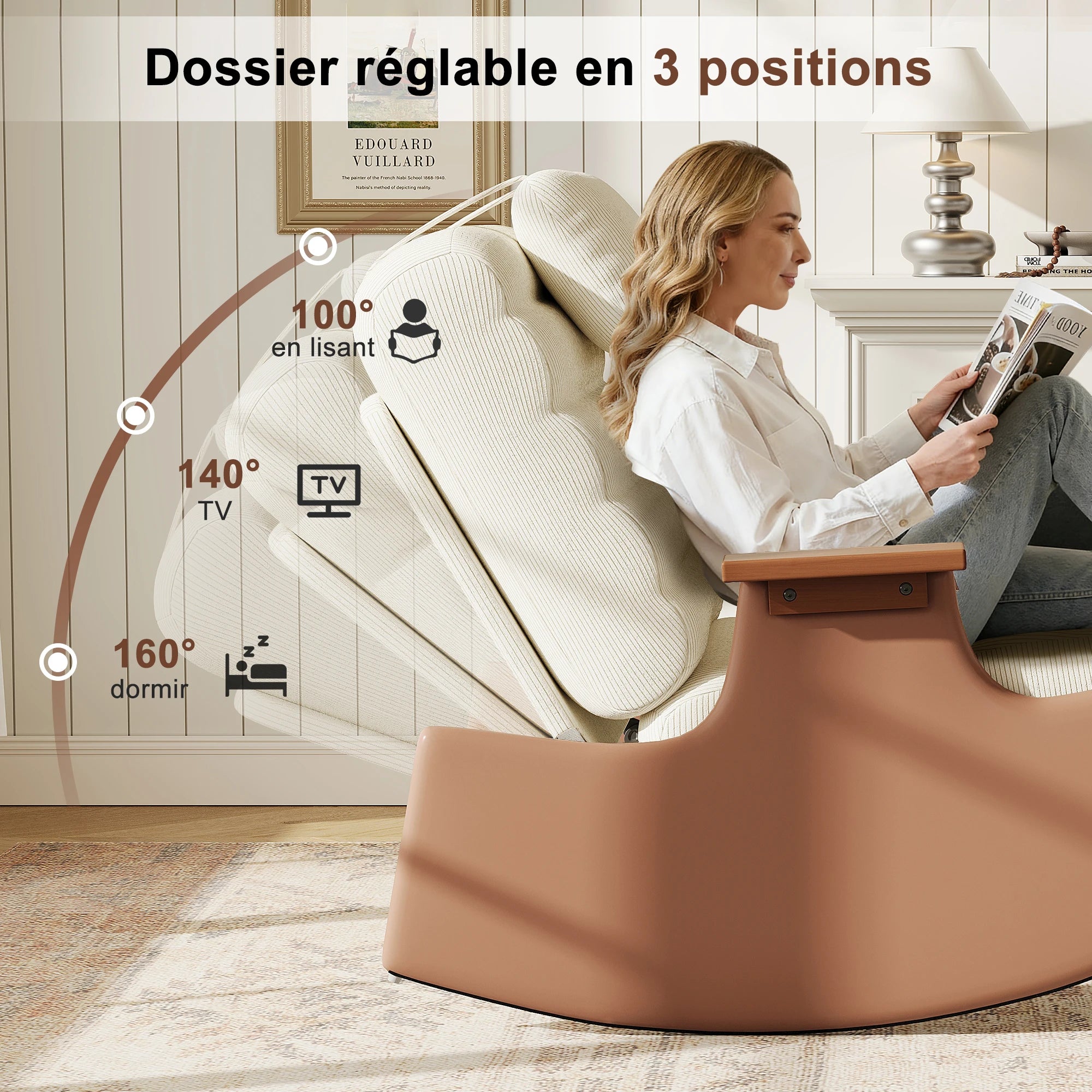 Chaise en bois de relaxation inclinable