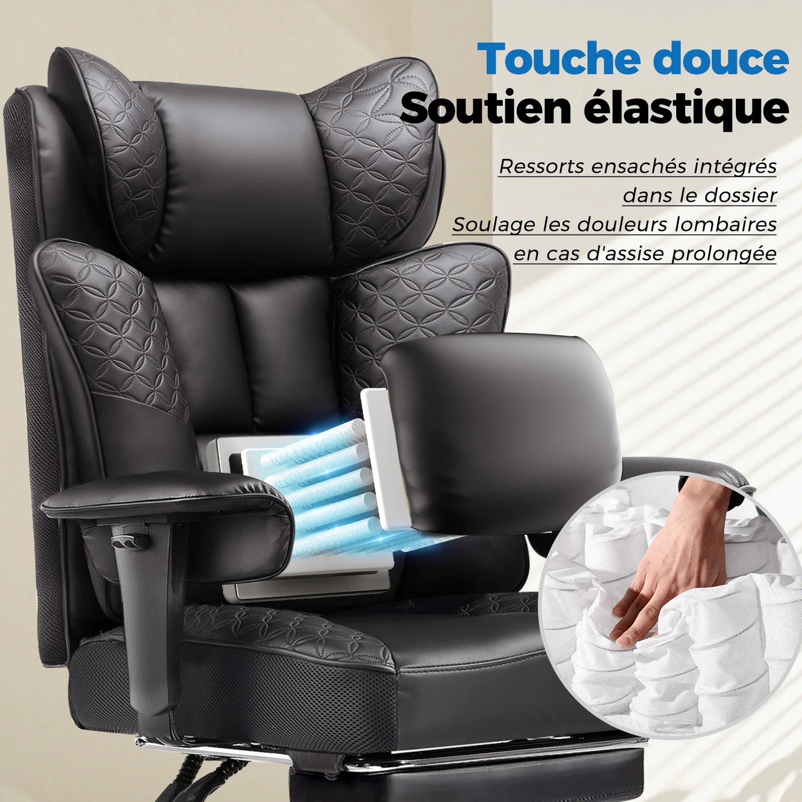Chaise de jeu ergonomique en cuir synthétique