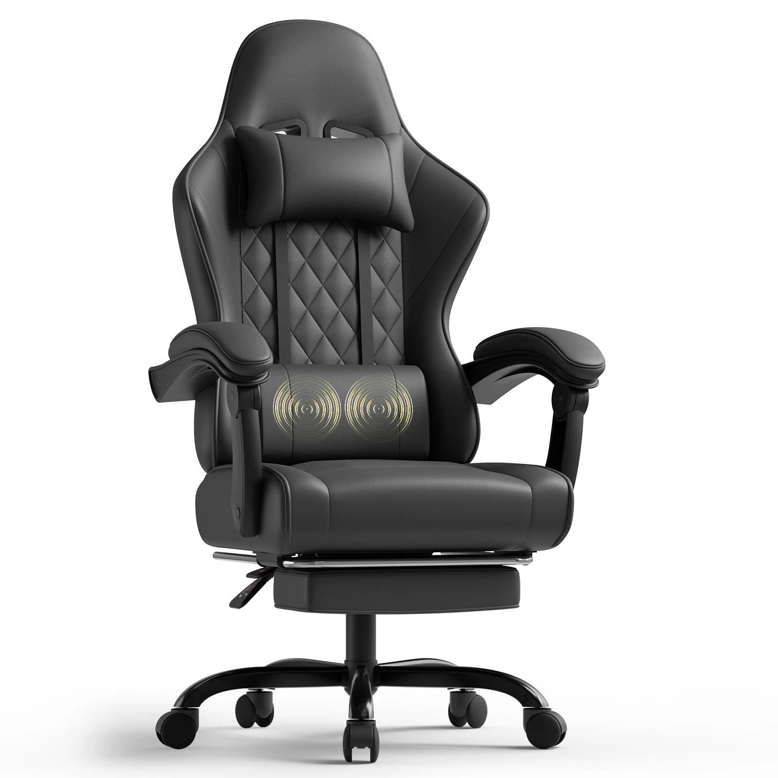 Fauteuil de jeu réglable en similicuir avec soutien lombaire