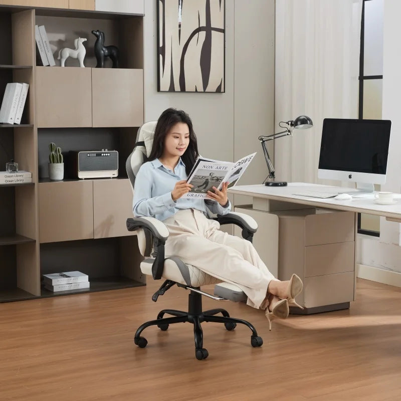 Chaise de bureau ergonomique pour gamer en cuir