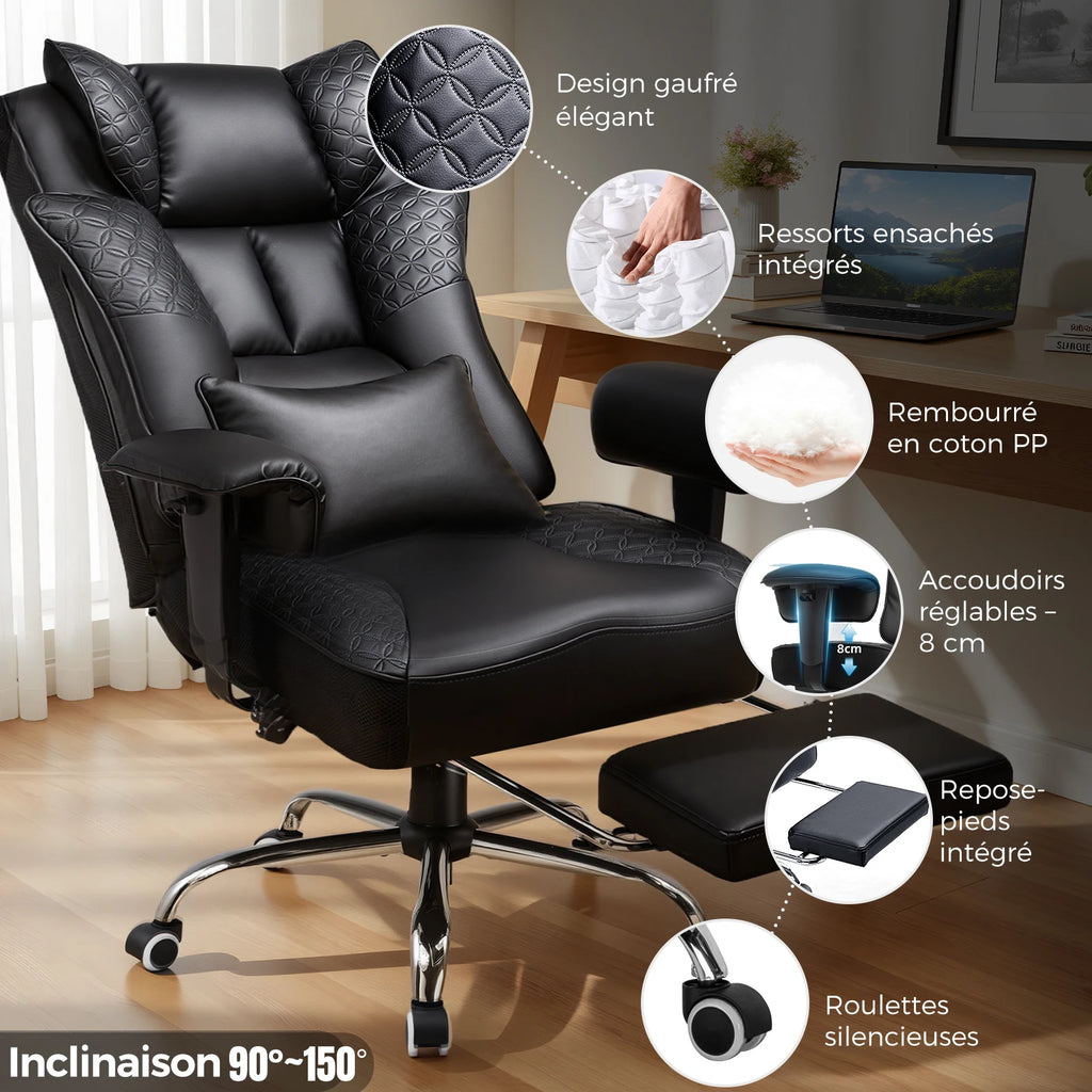 Chaise de jeu ergonomique en cuir synthétique