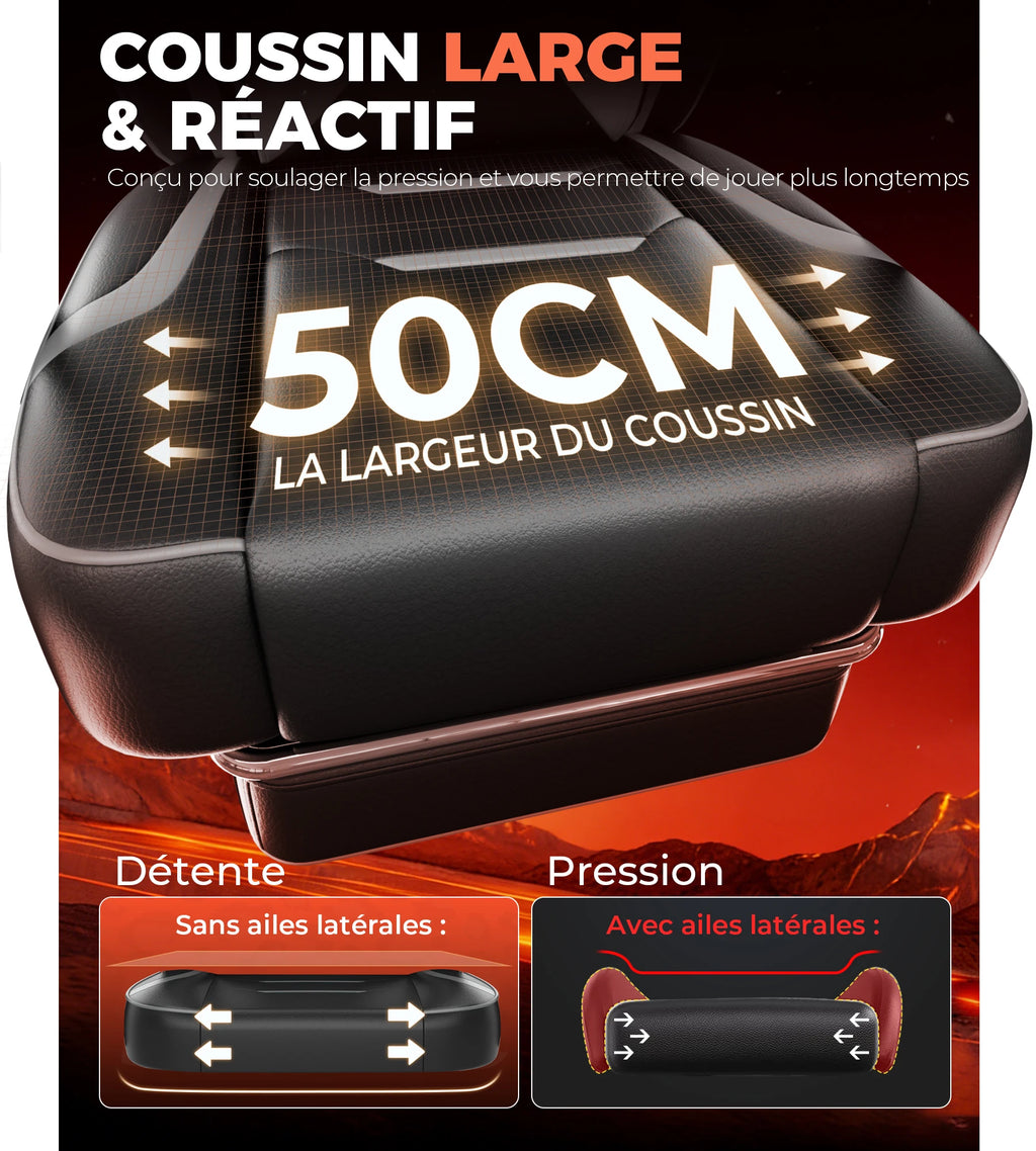 Fauteuil de jeu ergonomique avec soutien lombaire et appui-tête en similicuir