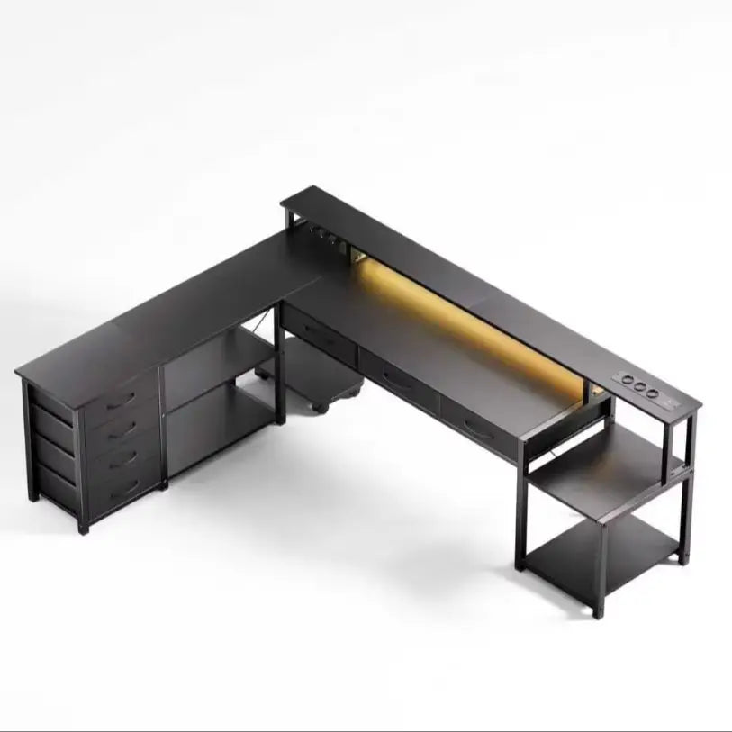 Bureau d'angle en métal avec LED