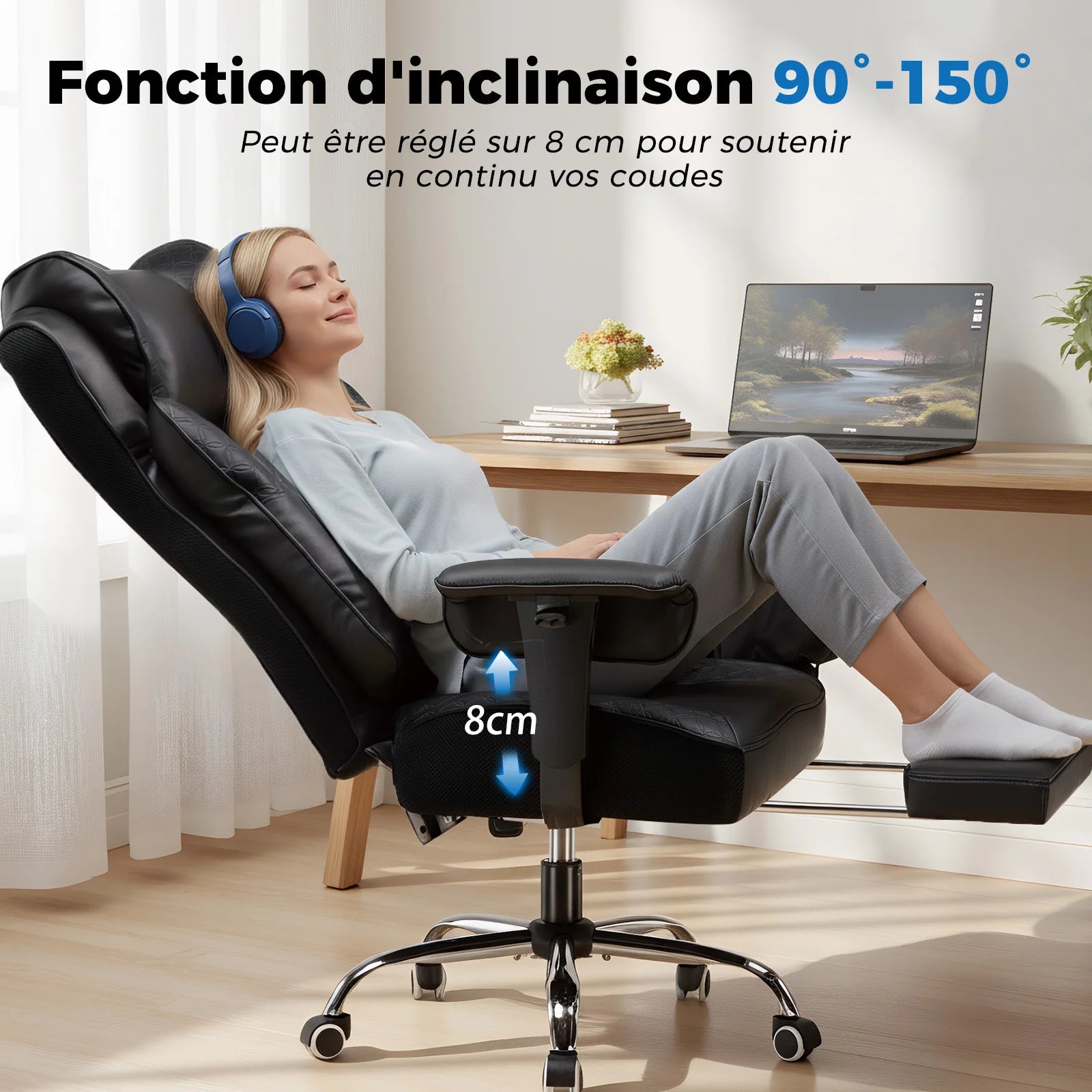 Chaise de jeu ergonomique en cuir synthétique