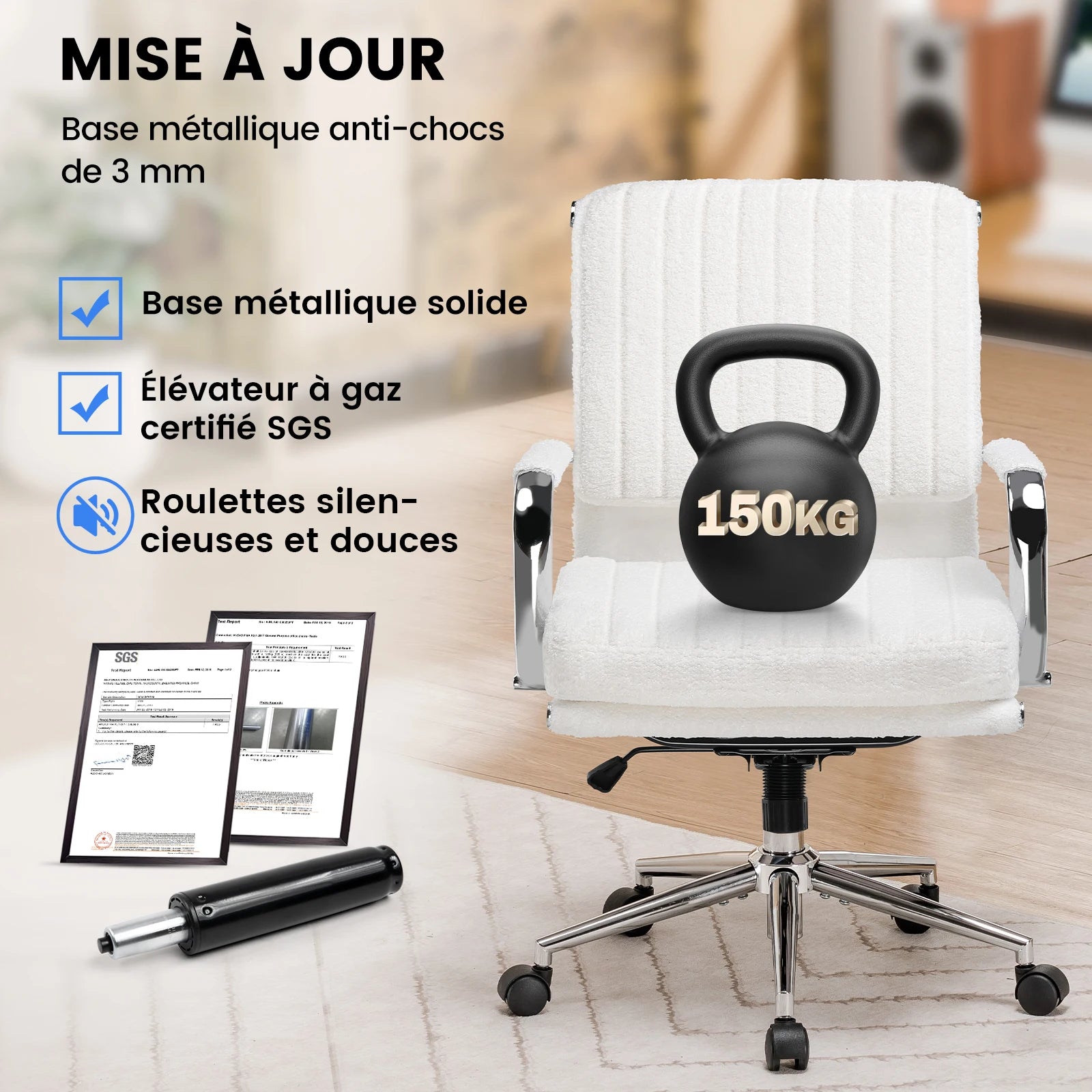 Fauteuil de bureau ergonomique pivotant en tissu