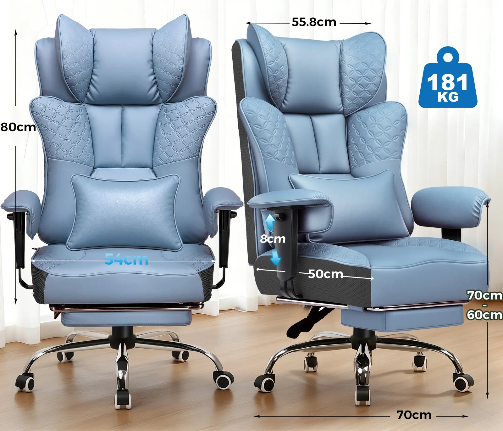 Chaise de jeu ergonomique en cuir synthétique