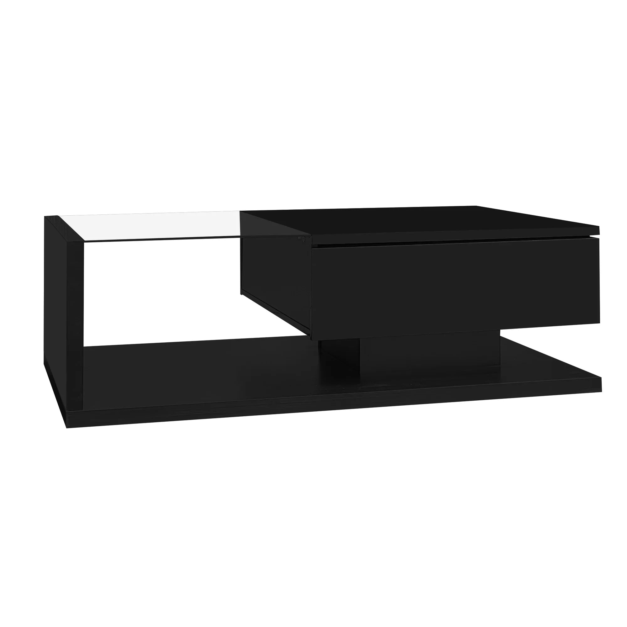 Table basse brillante et rectangulaire pour salon avec LED