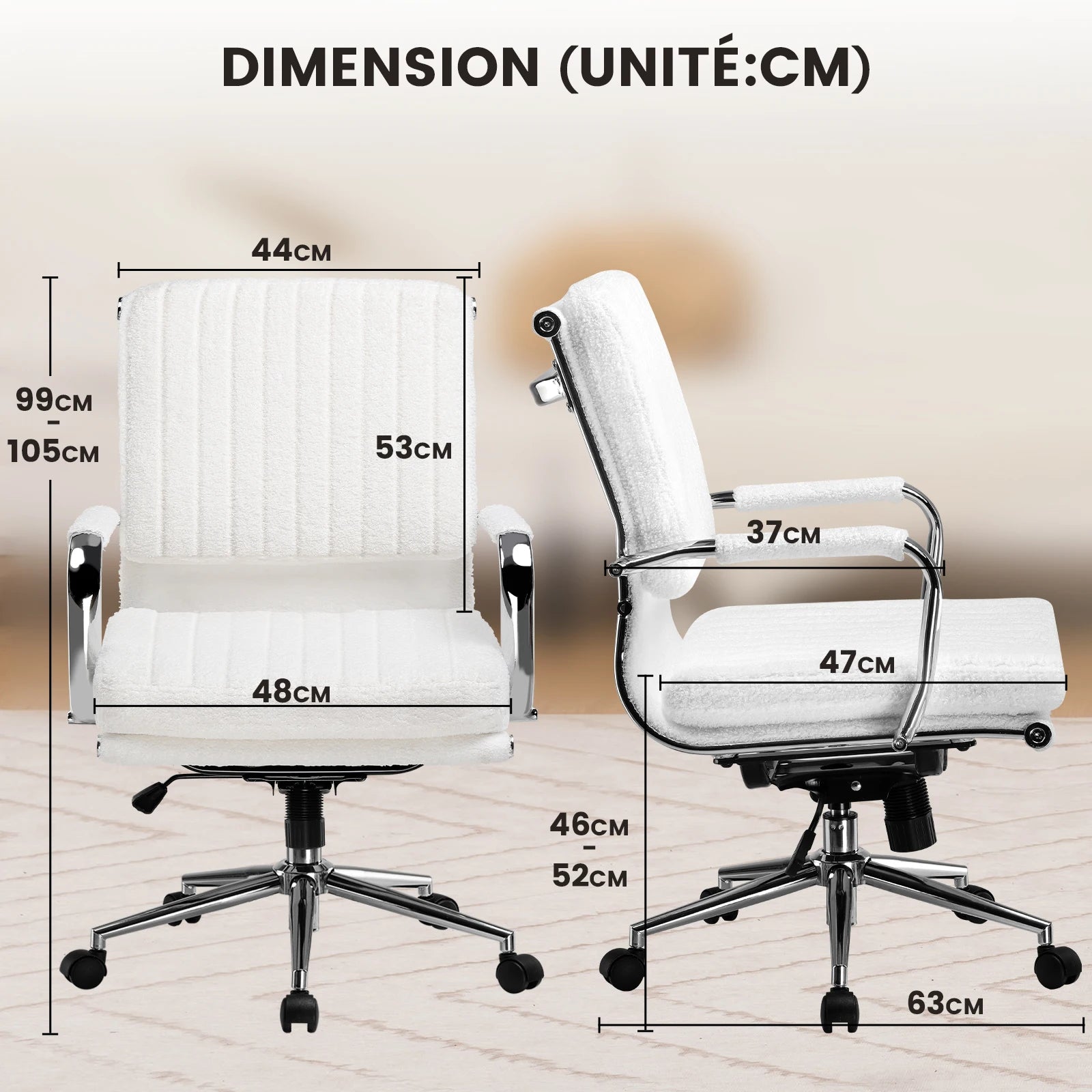 Fauteuil de bureau ergonomique pivotant en tissu