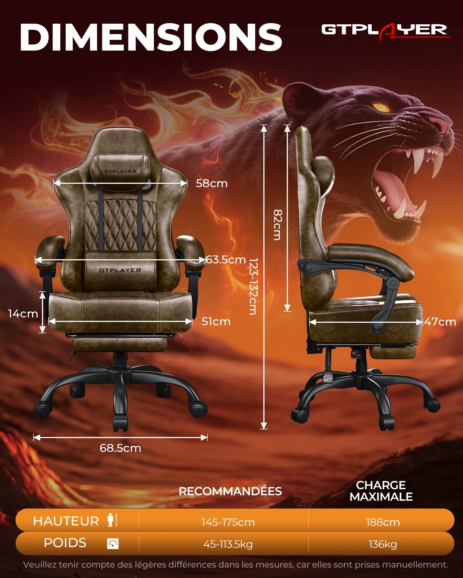 Chaise de jeu ergonomique épaisse en similicuir