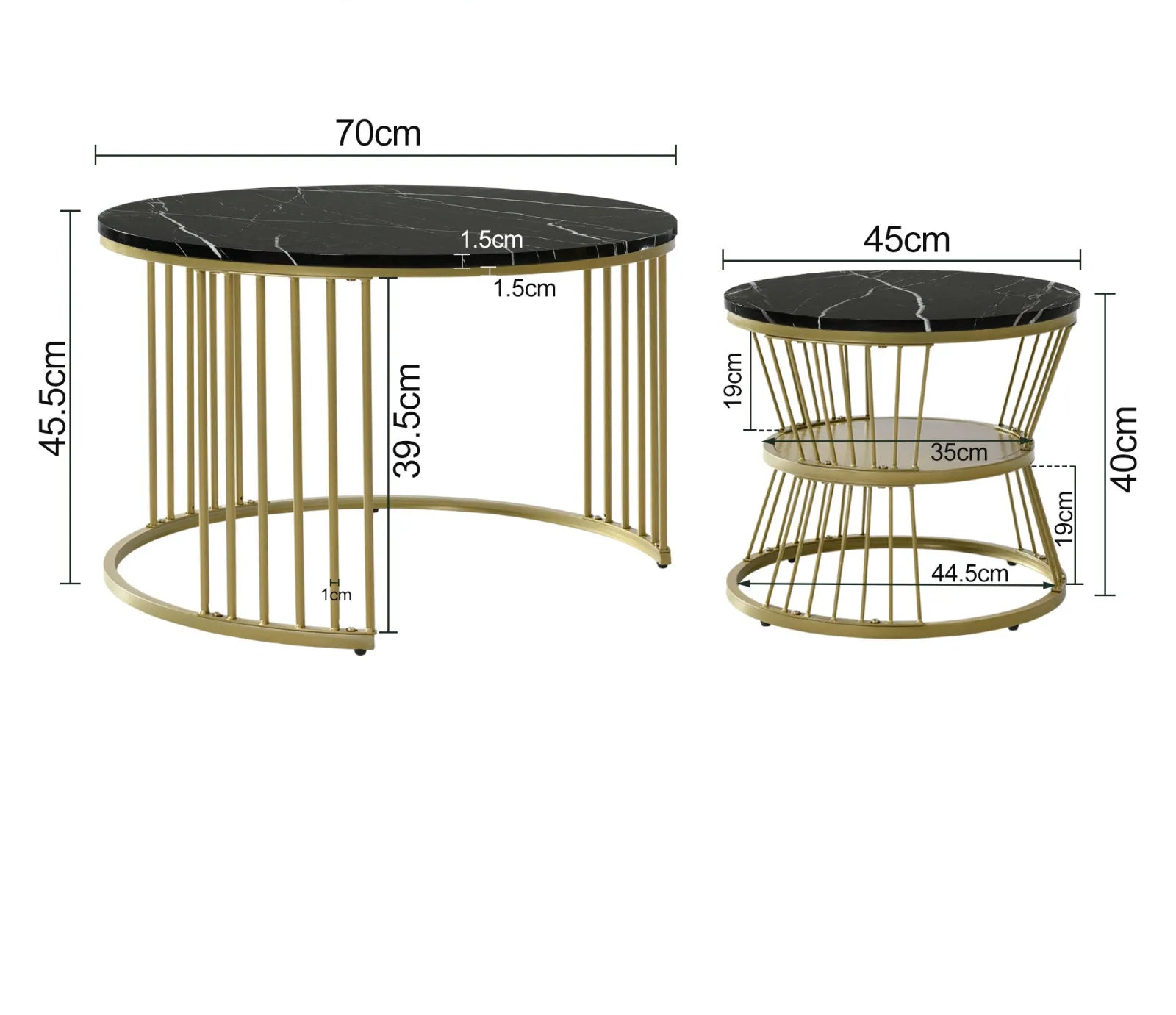 Table basses rondes moderne avec finition marbre
