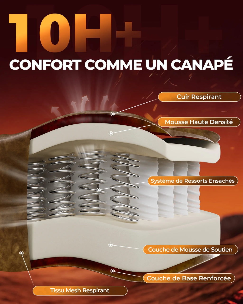 Chaise de jeu ergonomique épaisse en similicuir