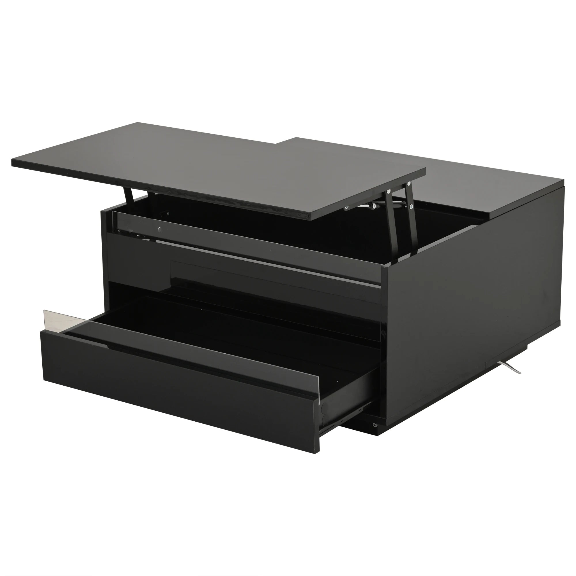Table basse moderne relevable avec barre lumineuse LED
