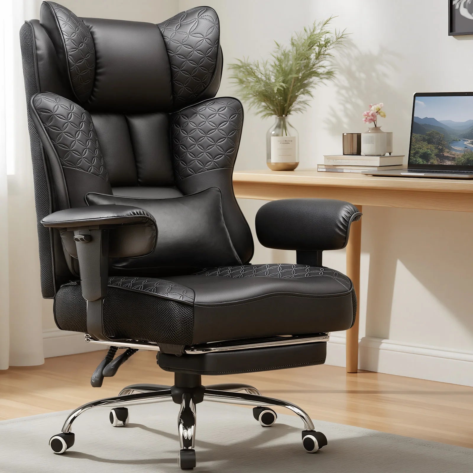 Chaise de jeu ergonomique en cuir synthétique