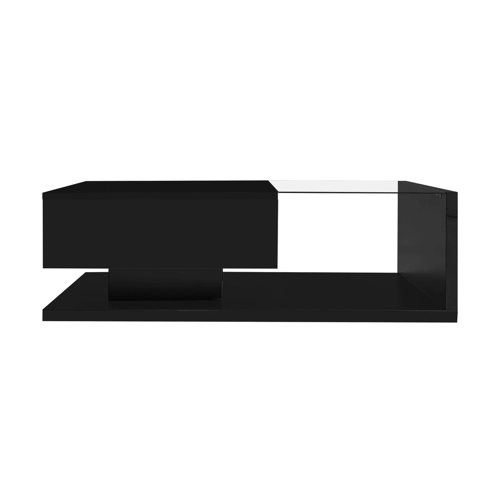 Table basse brillante et rectangulaire pour salon avec LED