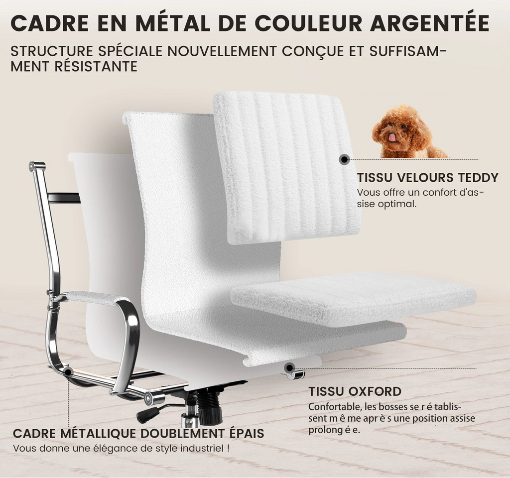 Fauteuil de bureau ergonomique pivotant en tissu