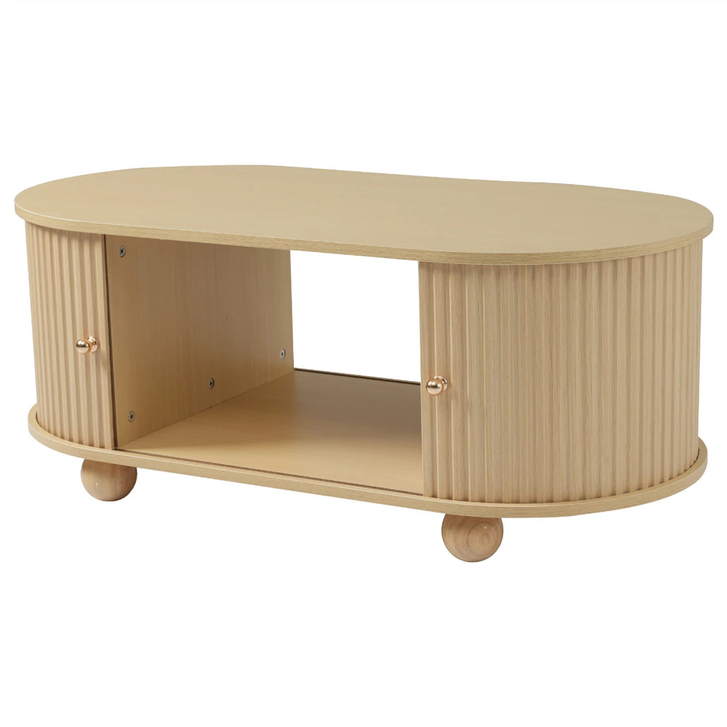 Table basse ovale avec espace de rangement multifonctionnel