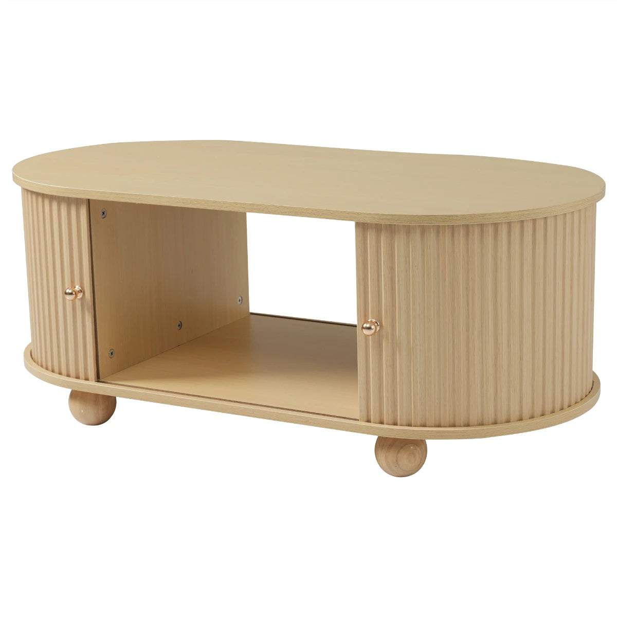 Table basse ovale avec espace de rangement multifonctionnel