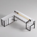 Bureau d'angle blanc en métal avec LED