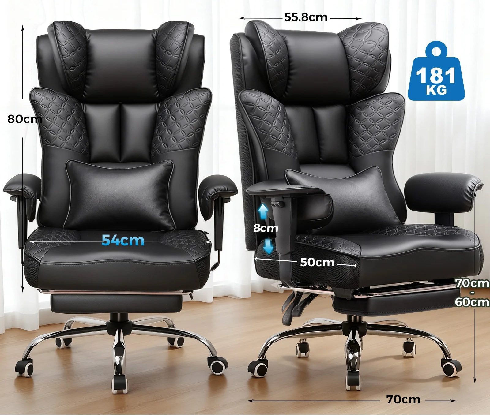 Chaise de jeu ergonomique en cuir synthétique