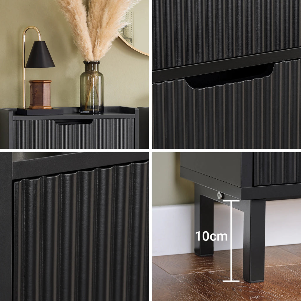 Commode noir a 2 étagères en bois