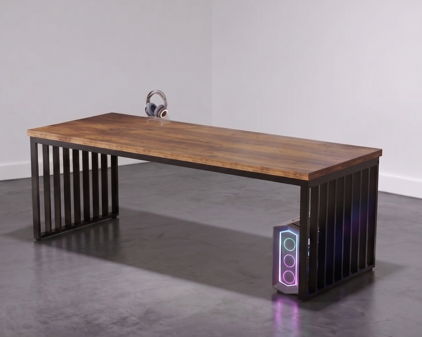 Bureau de travail industriel en bois