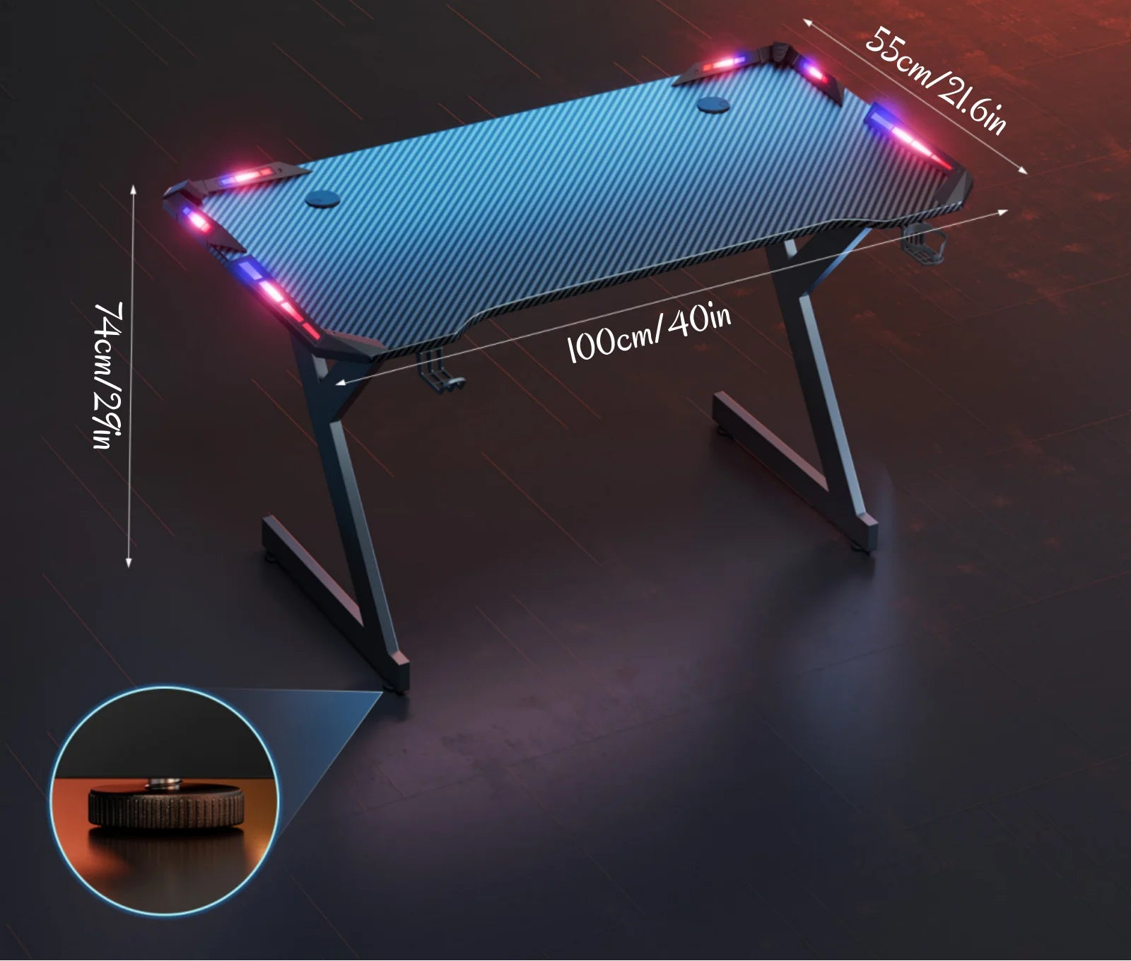 Bureau gamer réglable RGB Led