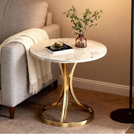 Table d'appoint pour salon moderne effet marbre