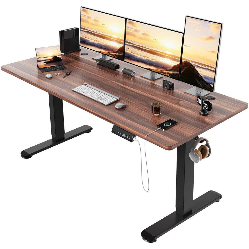 Bureau de travail en bois électrique réglable