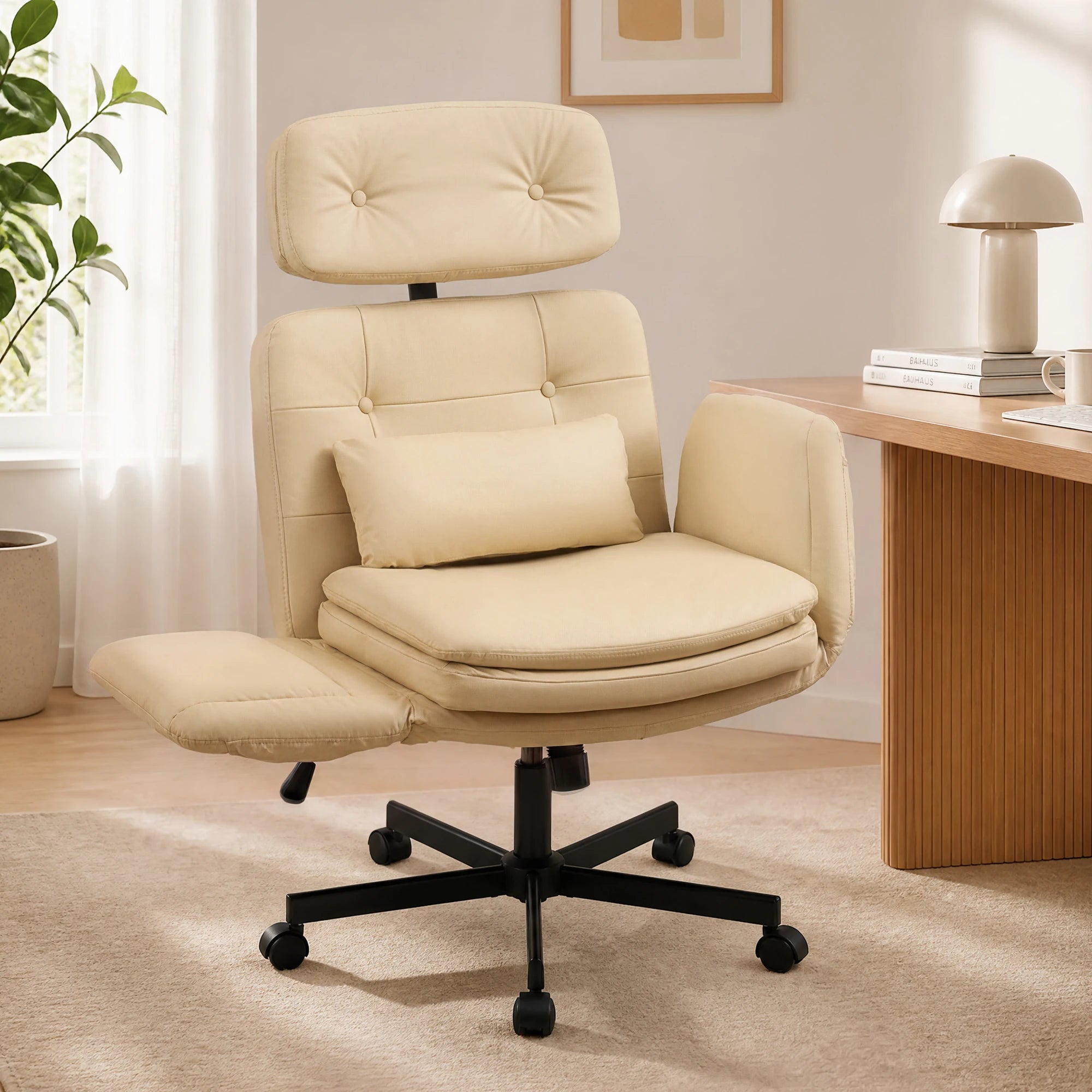 Chaise de bureau pivotante ergonomique avec accoudoirs rabattables