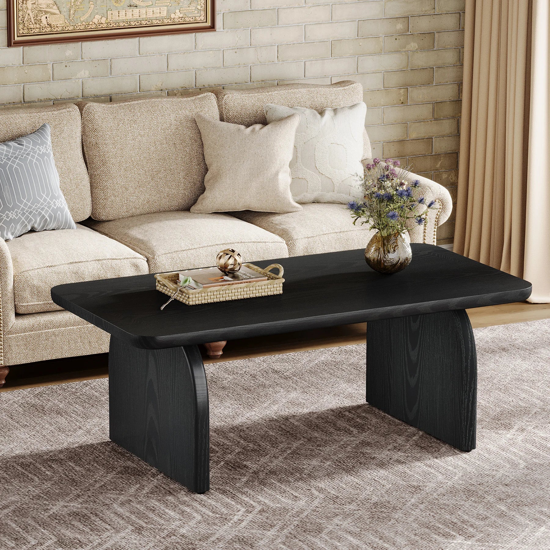 Table basse rectangulaire en bois style rustique