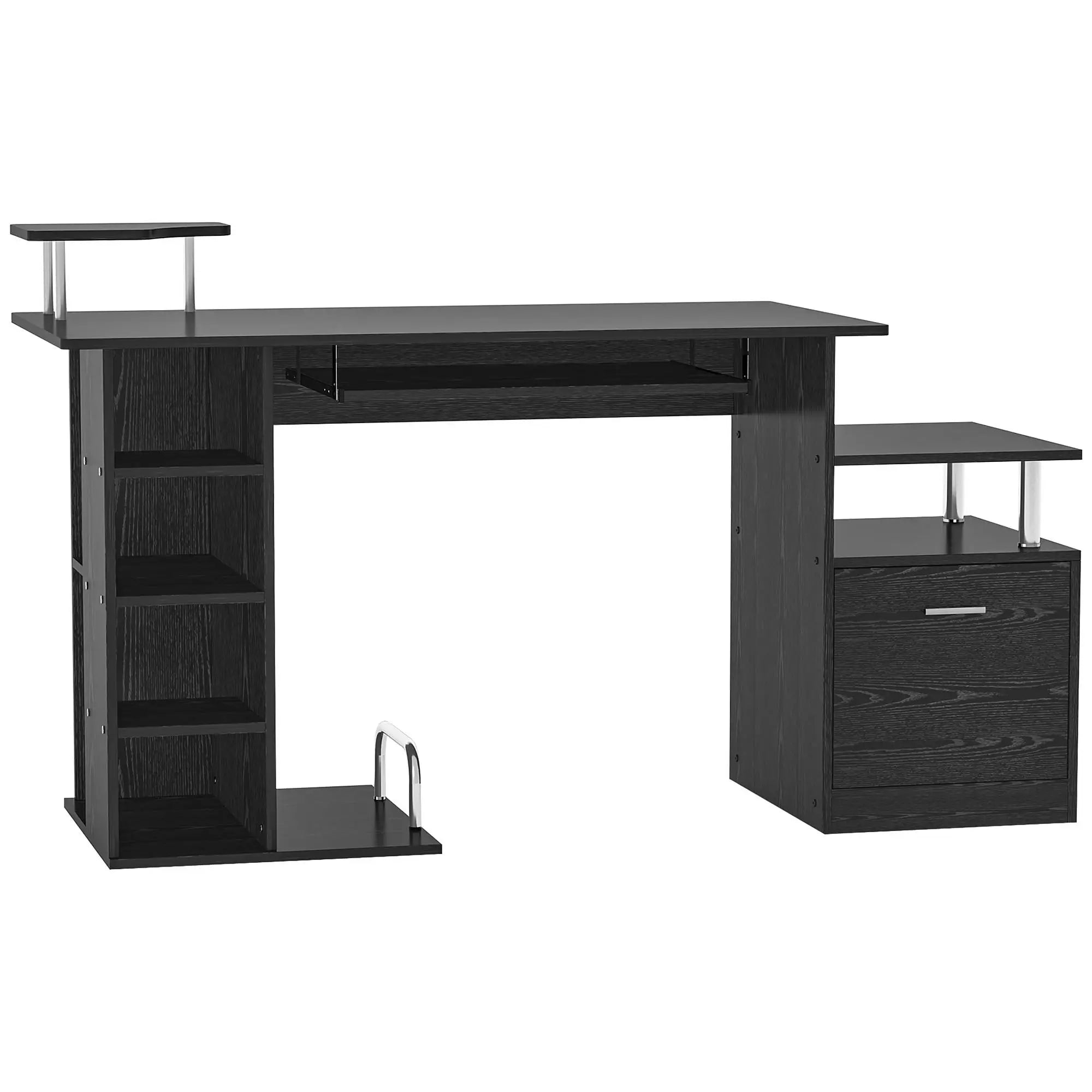 Bureau de travail noir avec rangement en bois