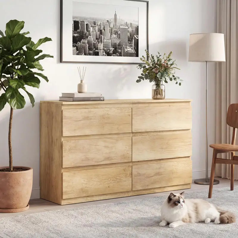 Commode a 6 tiroirs de rangement sans poignées minimaliste