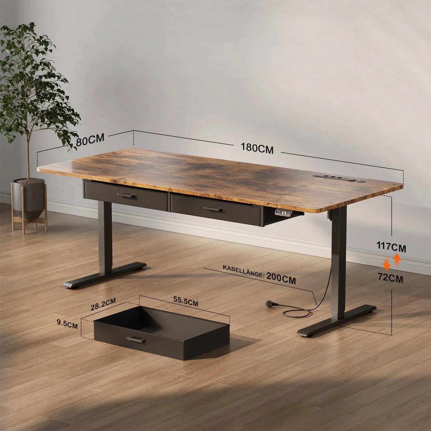 Bureau de travail moderne réglable avec rangement