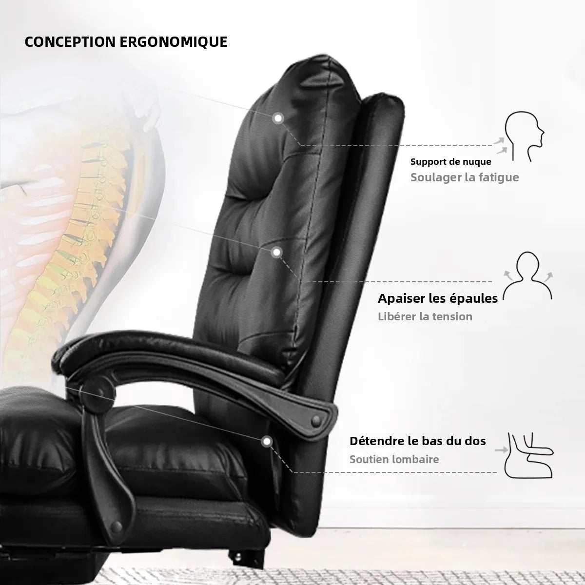 Chaise de bureau ergonomique inclinable