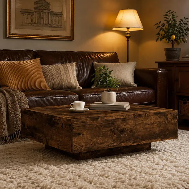 Table basse carrée en bois pour salon