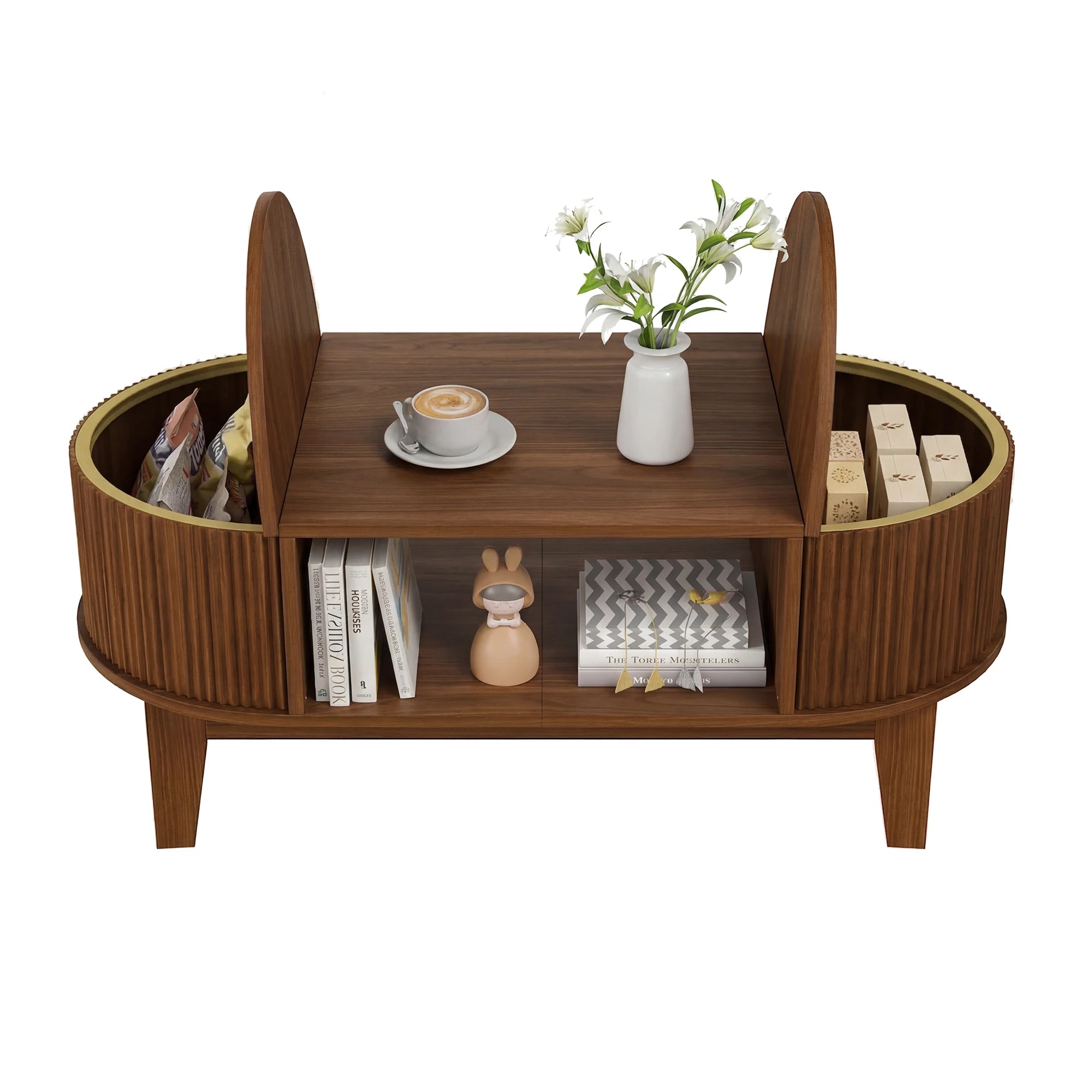 Table basse rectangulaire en bois relevable avec rangement