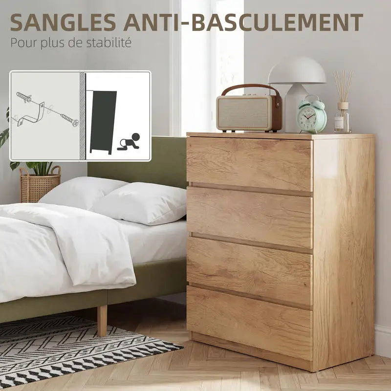 Commode a 4 tiroirs de rangement en bois minimaliste