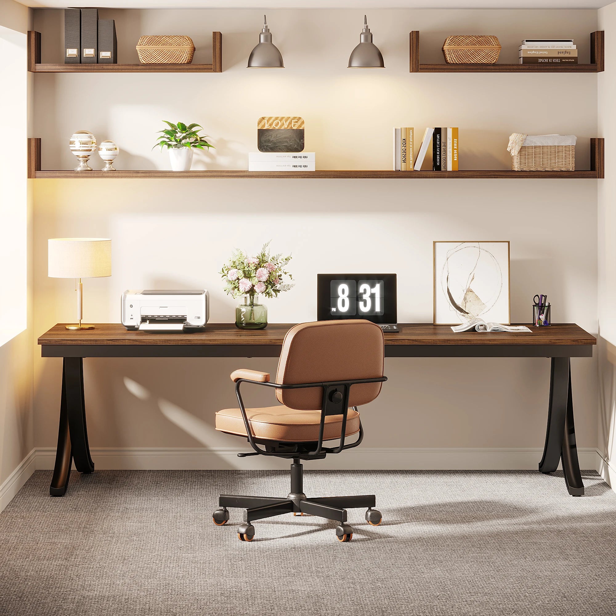 Bureau de travail double XXL en bois