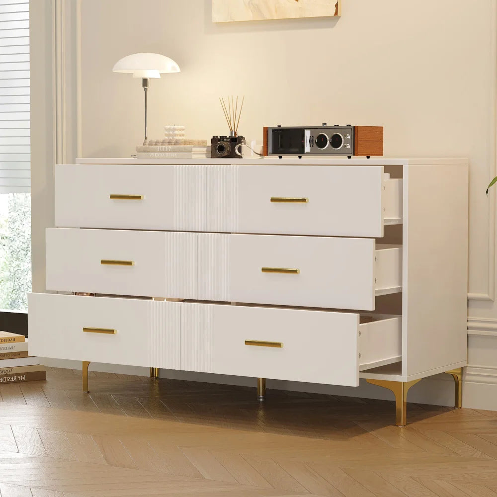 Commode blanche à 6 tiroirs