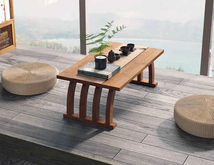 Table basse pliable en bambou style japonais