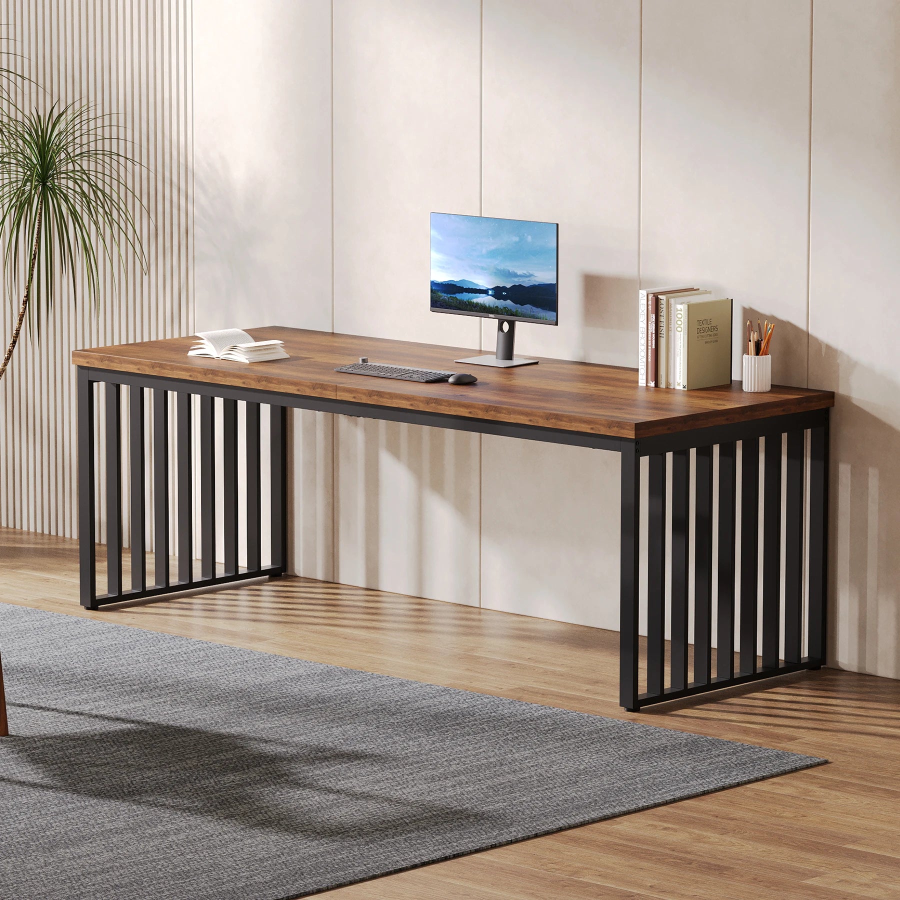 Bureau de travail industriel en bois