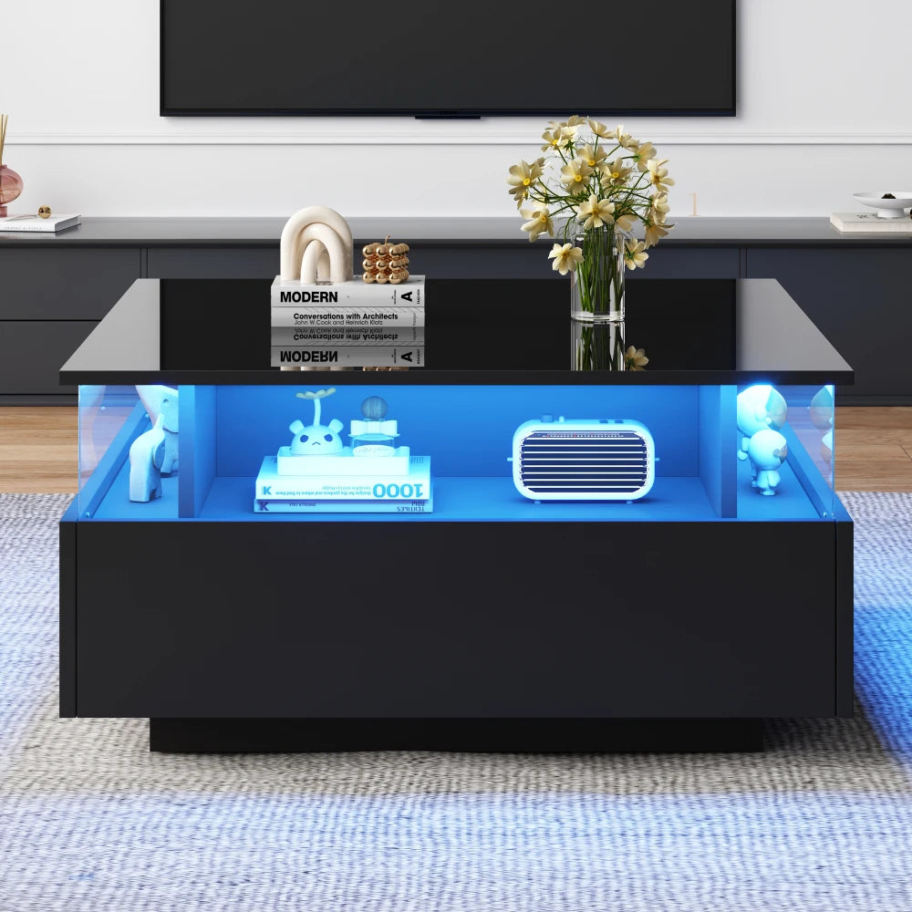 Table basse moderne en verre avec LED