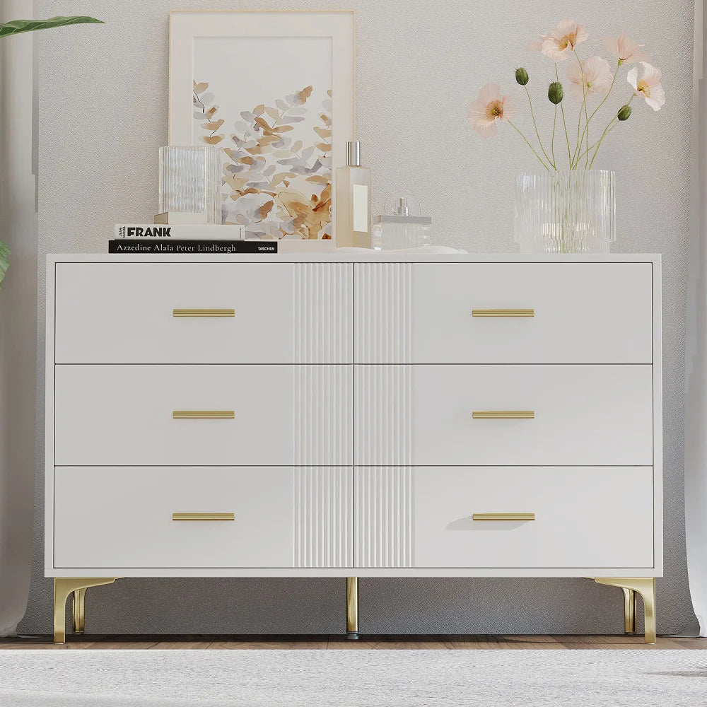 Commode blanche à 6 tiroirs