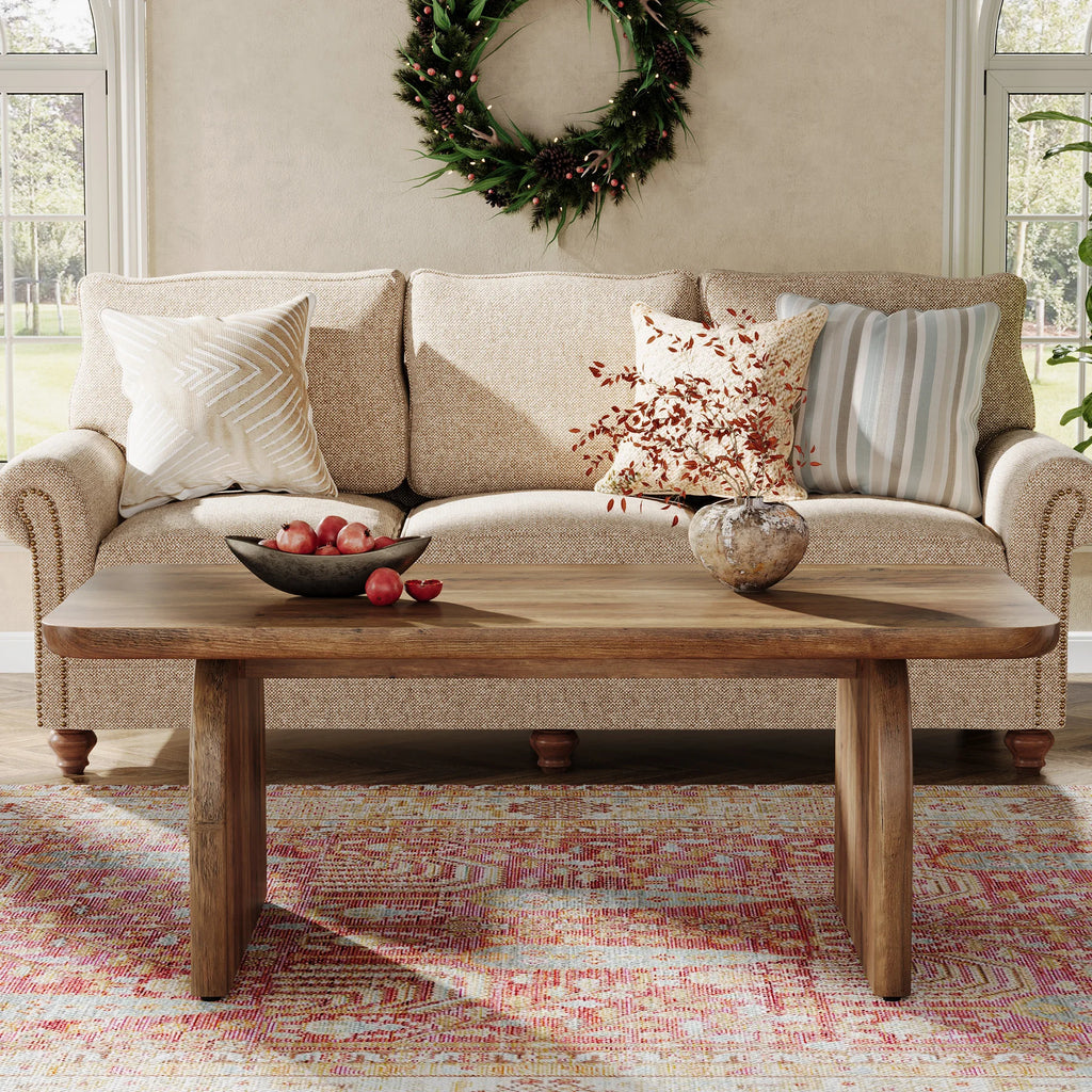 Table basse rectangulaire en bois style rustique