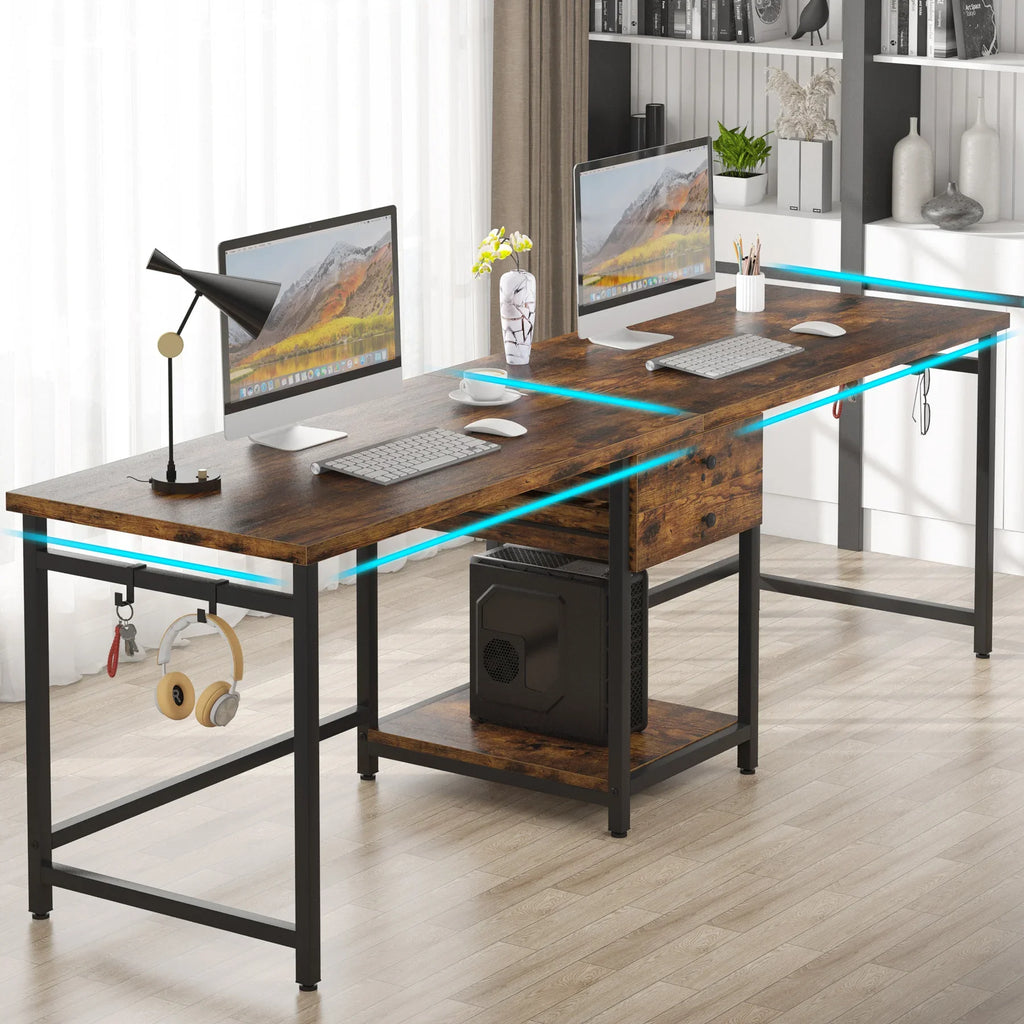 Bureau long en bois moderne