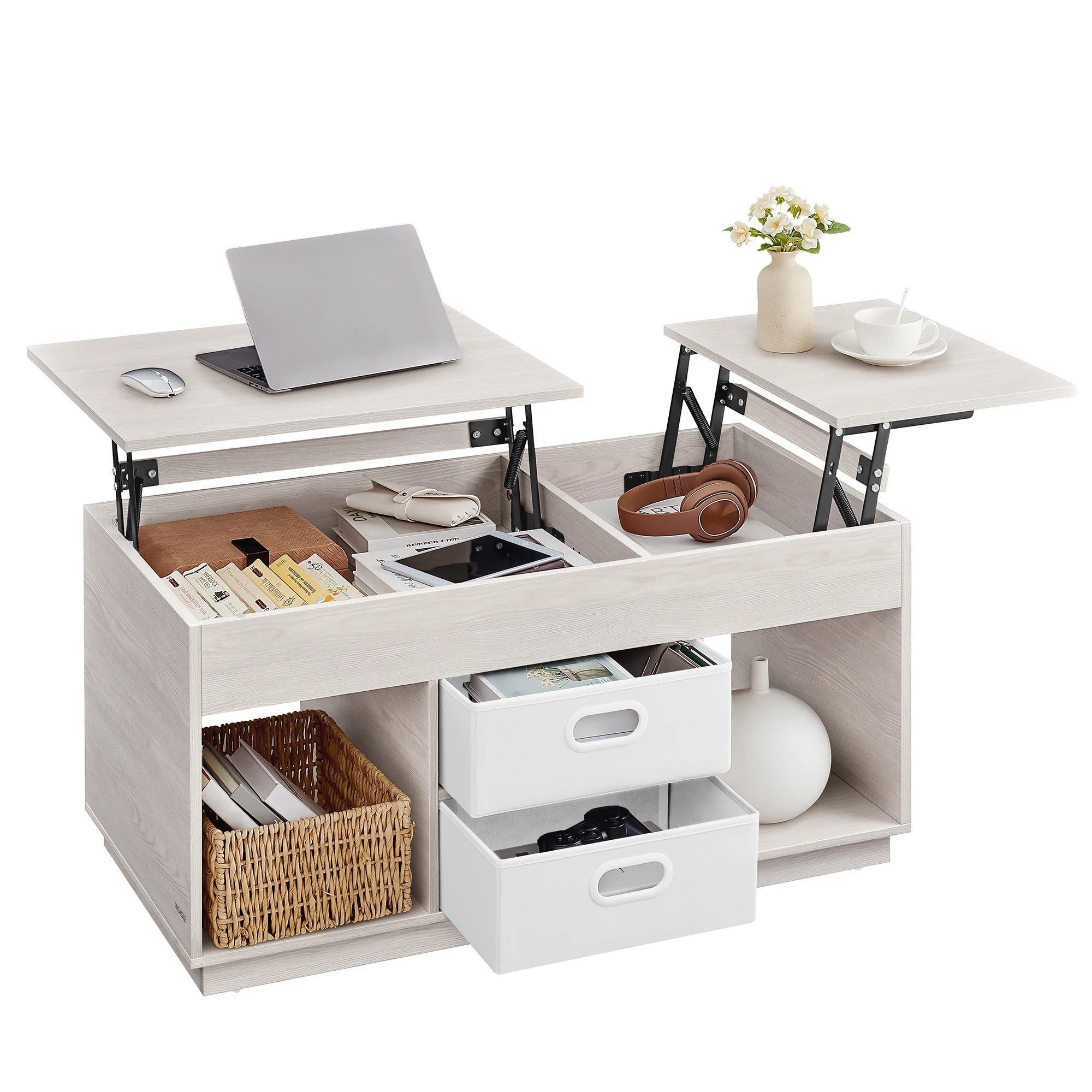 Table basse avec plateau relevable en bois
