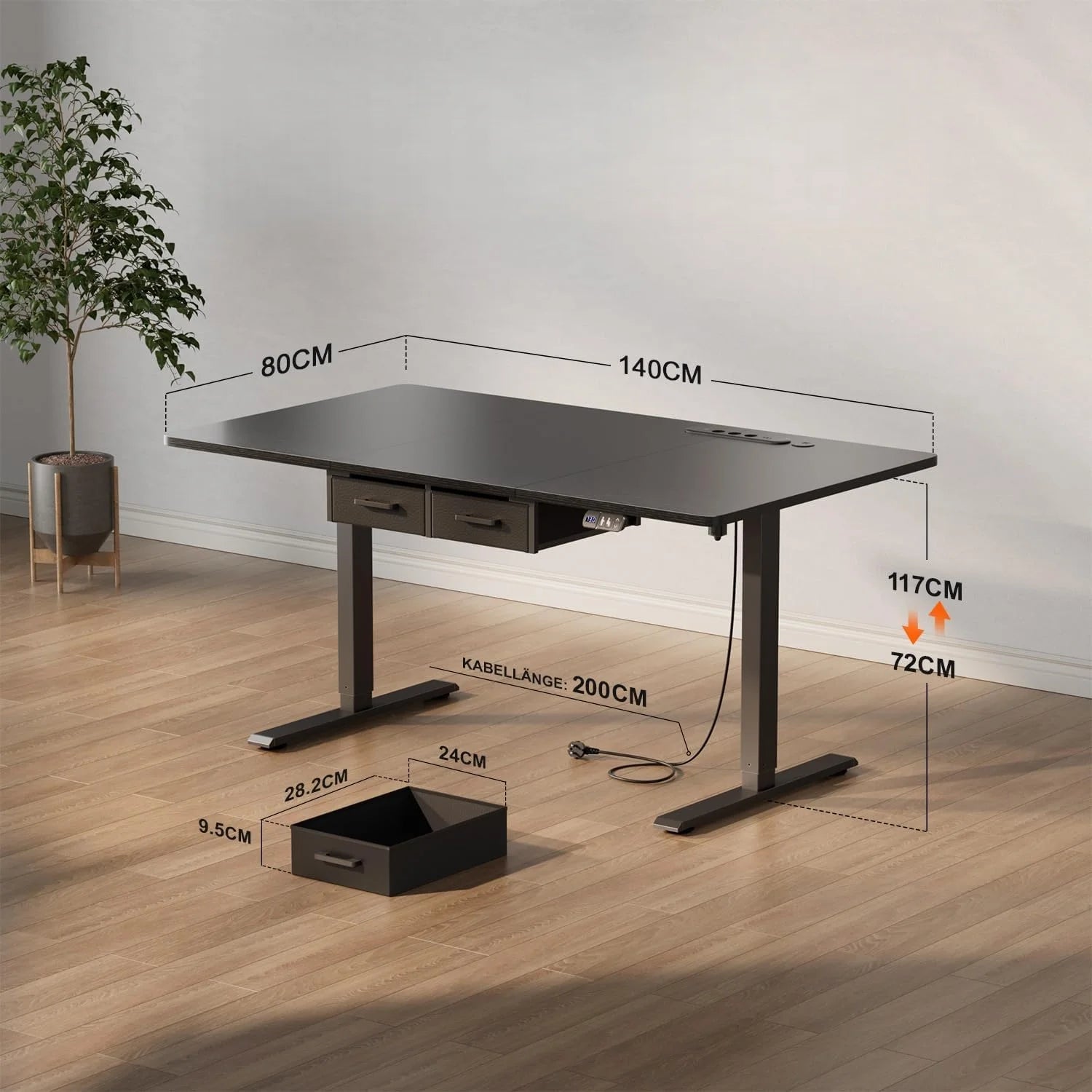 Bureau de travail moderne réglable avec rangement