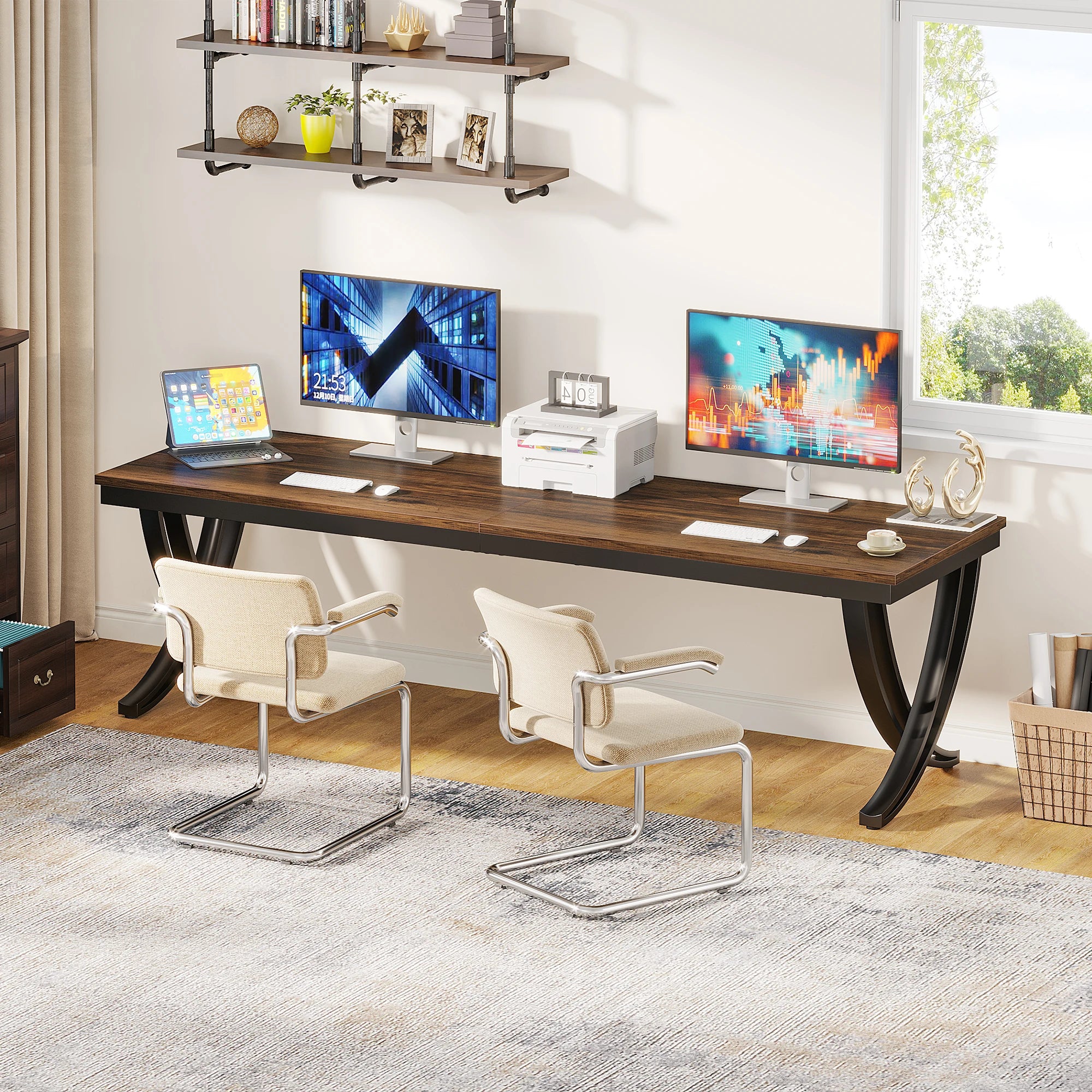 Bureau de travail double XXL en bois