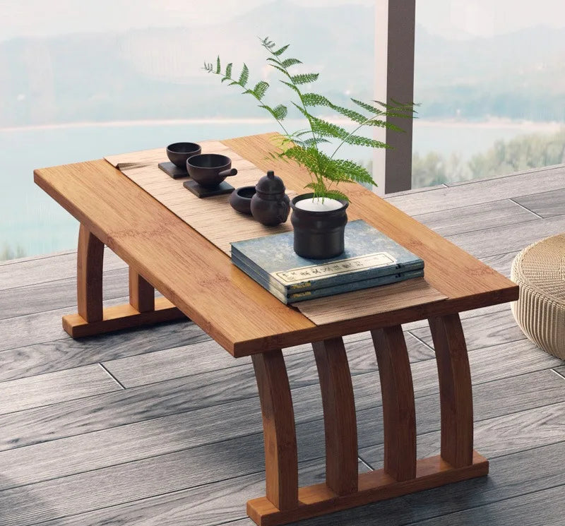 Table basse pliable en bambou style japonais
