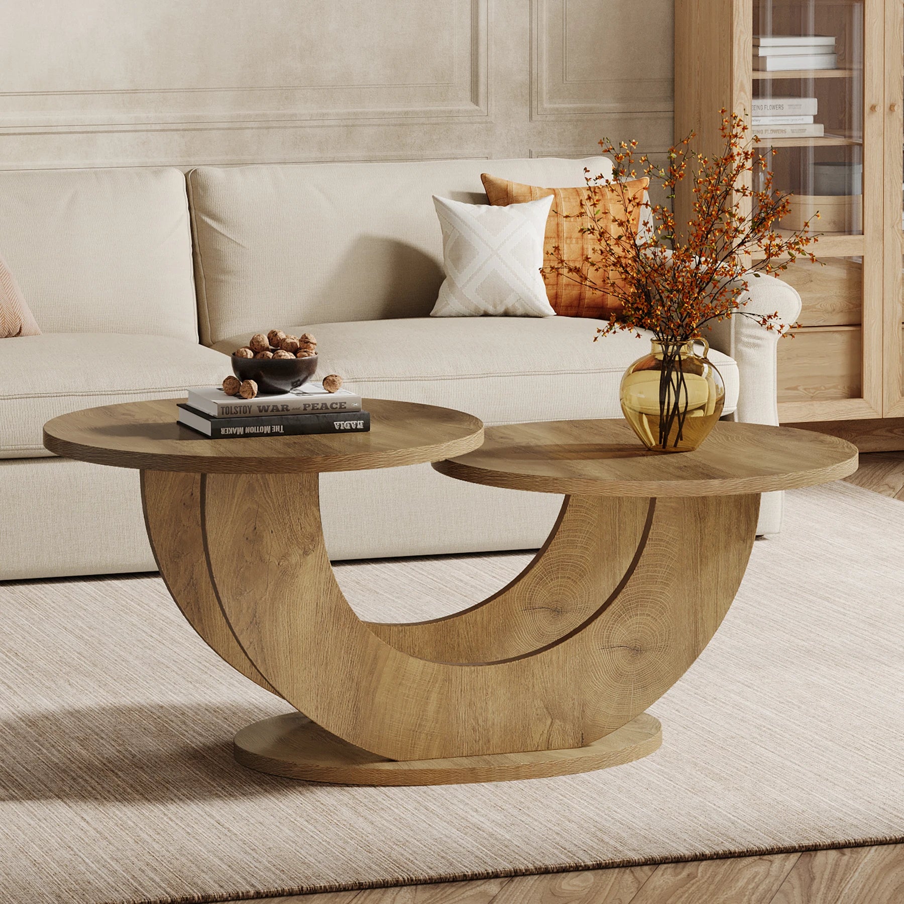 Table basse ronde rustique en bois